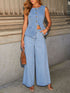 'Rylee' Vest and Wide Leg Jeans Denim Set - Celes Fashion